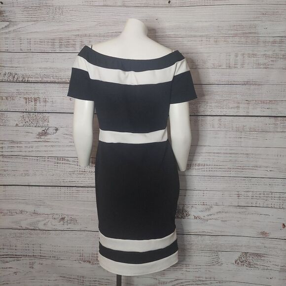Suzy Shier Black and White Dress with Bateau Neckline - Picture 8 of 12